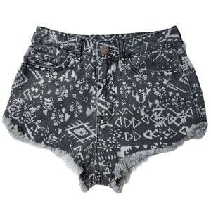 BDG DOLPHIN Super High Rise gray Cheeky shorts tribal floral print Size 25(S)